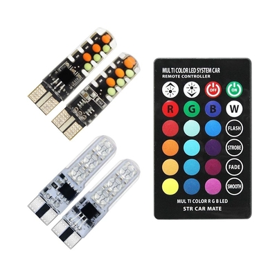 Luminosité Nouveau type de voiture intérieur ampoule LED T10 5050 6SMD couleur RGB Avec RGB Avec lampes clignotantes stroboscopiques à distance
