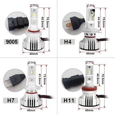 Antibrouillard Fanless de phare LED de phare des véhicules à moteur de F2 H4 H7 9005 9006