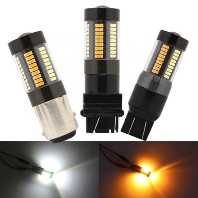 Signaux lumineux de clignotant de frein de LED 1157 3157 7443 4014 montagnes russes jaunes blanches de la double couleur 66SMD 12V
