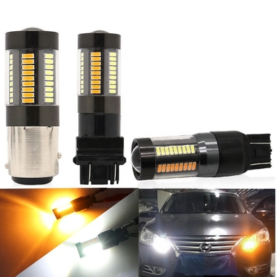 Signaux lumineux de clignotant de frein de LED 1157 3157 7443 4014 montagnes russes jaunes blanches de la double couleur 66SMD 12V