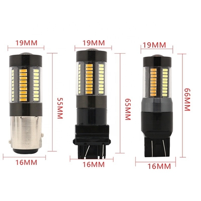 Signaux lumineux de clignotant de frein de LED 1157 3157 7443 4014 montagnes russes jaunes blanches de la double couleur 66SMD 12V