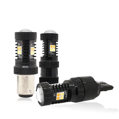 Signaux lumineux de clignotant jaunes blancs de frein des montagnes russes 12V LED de double couleur 1157 3157 7443 3030 16SMD