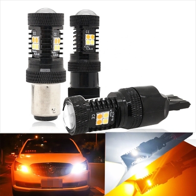 Signaux lumineux de clignotant jaunes blancs de frein des montagnes russes 12V LED de double couleur 1157 3157 7443 3030 16SMD