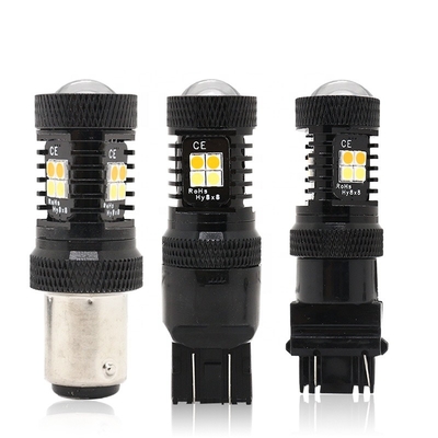 Signaux lumineux de clignotant jaunes blancs de frein des montagnes russes 12V LED de double couleur 1157 3157 7443 3030 16SMD