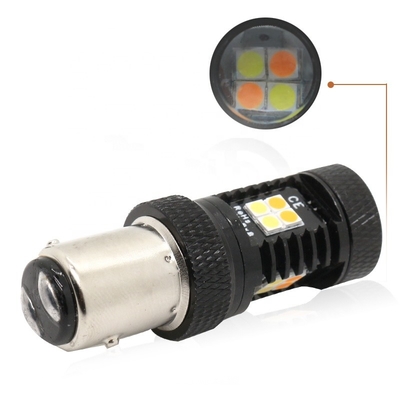 Signaux lumineux de clignotant jaunes blancs de frein des montagnes russes 12V LED de double couleur 1157 3157 7443 3030 16SMD