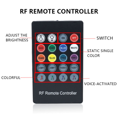 Le phare coloré de voiture d'ambiance de contrôle de voix a mené la bande rf décoratif RVB 5050