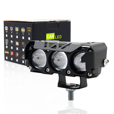 Trois globes oculaires projecteurs de moto LED phare proche jaune très blanc lumière auxiliaire
