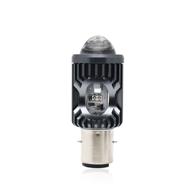 Mini-luminaire de conduite DRL Motorcycle LED phare ampoule H4 H6 BA20D P15D Auto Car Fisheye Projecteur Lentille double couleur