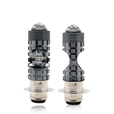 Mini-luminaire de conduite DRL Motorcycle LED phare ampoule H4 H6 BA20D P15D Auto Car Fisheye Projecteur Lentille double couleur