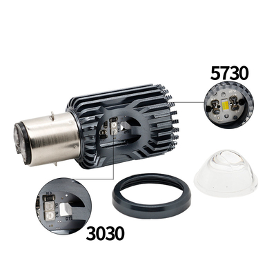Mini-luminaire de conduite DRL Motorcycle LED phare ampoule H4 H6 BA20D P15D Auto Car Fisheye Projecteur Lentille double couleur