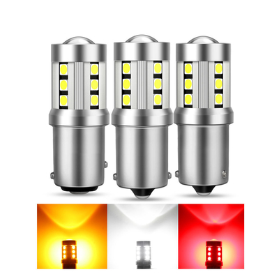 Lumières de signalisation de virage de voiture LED blanche universelle1156 1157 3030 15SMD ampoule LED blanche jaune plaque d'immatriculation Canbus intérieur LED