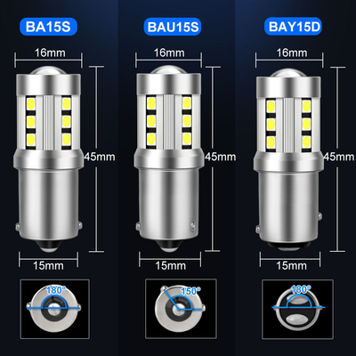 Lumières de signalisation de virage de voiture LED blanche universelle1156 1157 3030 15SMD ampoule LED blanche jaune plaque d'immatriculation Canbus intérieur LED