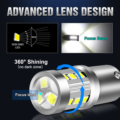 Lumières de signalisation de virage de voiture LED blanche universelle1156 1157 3030 15SMD ampoule LED blanche jaune plaque d'immatriculation Canbus intérieur LED