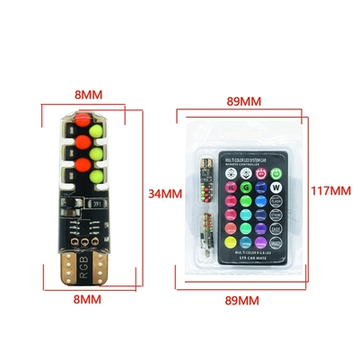 Luminosité Nouveau type de voiture intérieur ampoule LED T10 5050 6SMD couleur RGB Avec RGB Avec lampes clignotantes stroboscopiques à distance