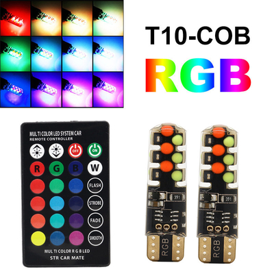 Luminosité Nouveau type de voiture intérieur ampoule LED T10 5050 6SMD couleur RGB Avec RGB Avec lampes clignotantes stroboscopiques à distance