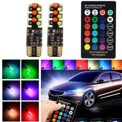 Luminosité Nouveau type de voiture intérieur ampoule LED T10 5050 6SMD couleur RGB Avec RGB Avec lampes clignotantes stroboscopiques à distance