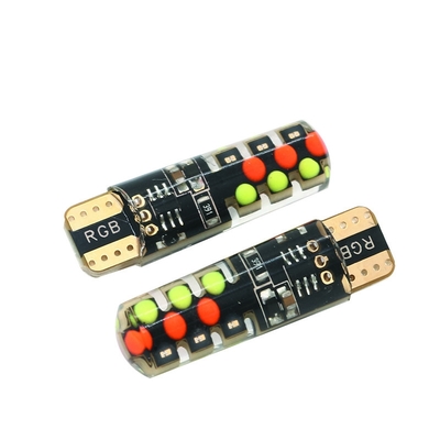 Luminosité Nouveau type de voiture intérieur ampoule LED T10 5050 6SMD couleur RGB Avec RGB Avec lampes clignotantes stroboscopiques à distance