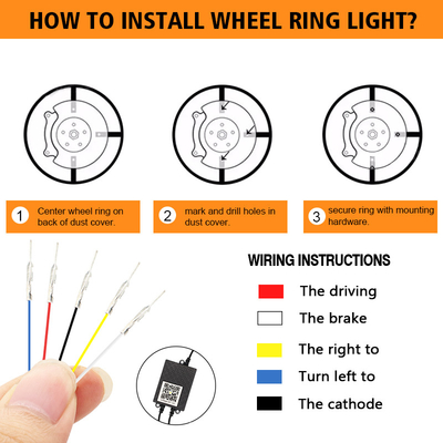 RGB SMD 5050 LED Strip IP67 Résistant à l'eau LED roue de voiture Hub Couleur lumière RGB roue LED lumières pour les jantes de voiture avec App Control
