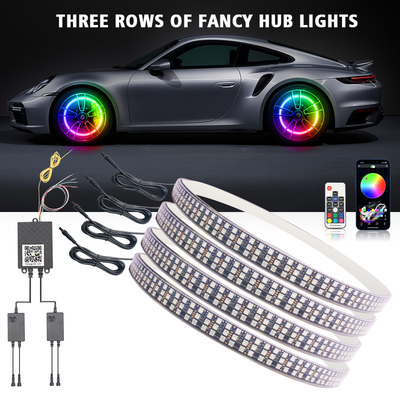 RGB SMD 5050 LED Strip IP67 Résistant à l'eau LED roue de voiture Hub Couleur lumière RGB roue LED lumières pour les jantes de voiture avec App Control