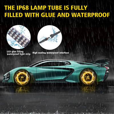 RGB SMD 5050 LED Strip IP67 Résistant à l'eau LED roue de voiture Hub Couleur lumière RGB roue LED lumières pour les jantes de voiture avec App Control