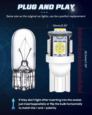 194 ampoules des véhicules à moteur de LED 6500K coincent T10 SMD 5050 ébrèche