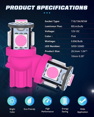 194 ampoules des véhicules à moteur de LED 6500K coincent T10 SMD 5050 ébrèche