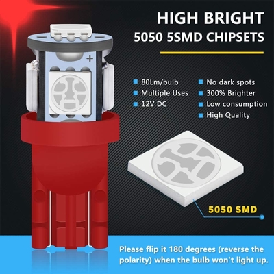 194 ampoules des véhicules à moteur de LED 6500K coincent T10 SMD 5050 ébrèche