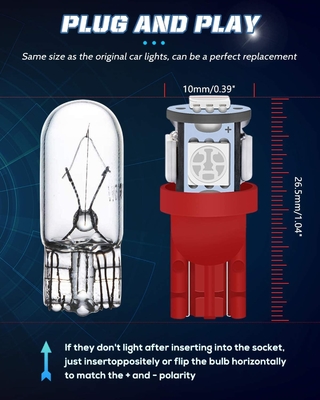 194 ampoules des véhicules à moteur de LED 6500K coincent T10 SMD 5050 ébrèche