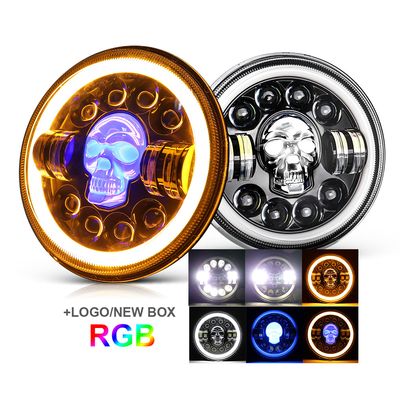 phares de la moto LED du rond 7Inch pour Harley Royal Enfield 12000lm