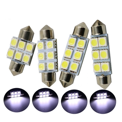 C.C blanc bleu 12V 31mm de lumières de voiture du feston C5W 5050 6SMD LED de lampe de dôme intérieur d'ampoule 36mm 39mm 41mm