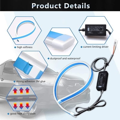Lumières de fonctionnement de jour débordantes de Drl de silicone de barre 45CM 17,7 » bandes à tube en ruban d'Amber Flexible LED de blanc