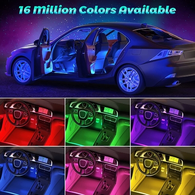 4 PCs 48 lumières intérieures menées IP65 de l'atmosphère de voiture de bande avec le contrôle d'APPLI de port USB