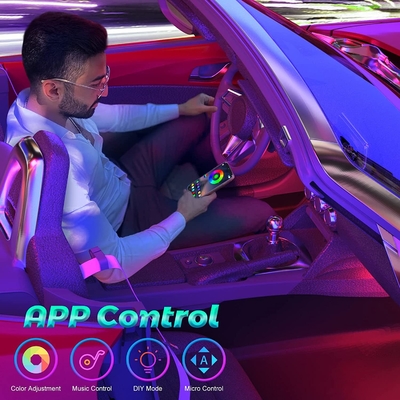 4 PCs 48 lumières intérieures menées IP65 de l'atmosphère de voiture de bande avec le contrôle d'APPLI de port USB
